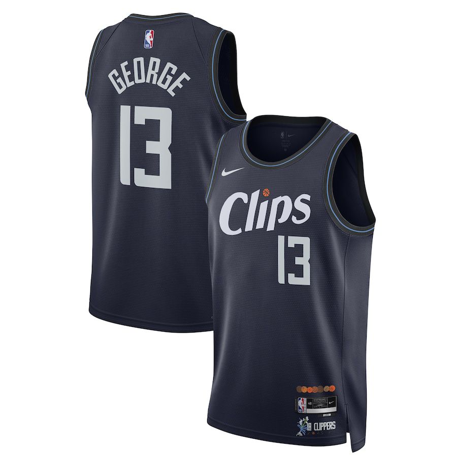 Men LA Clippers 13 Paul George Nike Navy City Edition 2023-24 Swingman NBA Jersey